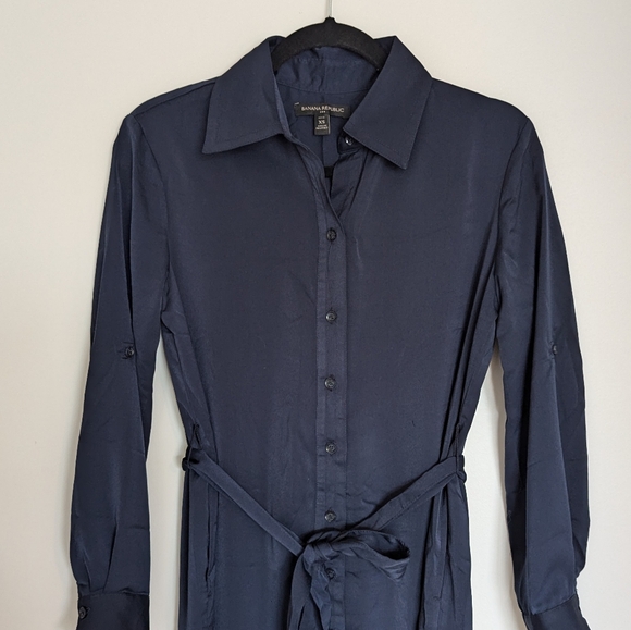 Banana Republic Button Up Navy Dress XS Petite - Picture 3 of 5